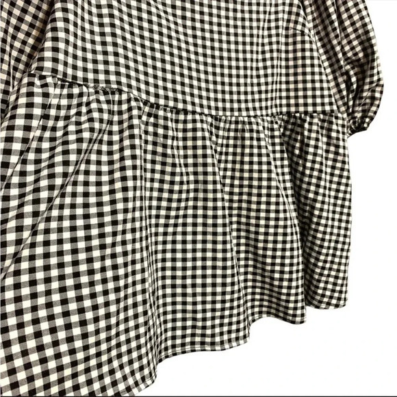 Nasty Gal Gingham Print Puff Sleeve Top Size 14 - Picture 5 of 9
